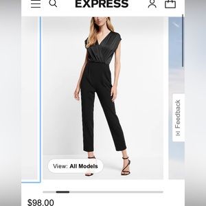 Express Satin Faux Wrap Bodice Jumpsuit XXS NWT